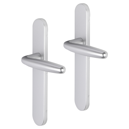 Impresso Cambridge deurkruk op schild afgerond 225x41x10mm blind Aluminium