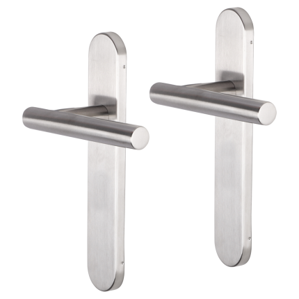 Impresso Chelsea deurkruk op schild afgerond 225x41x10mm RVS geborsteld