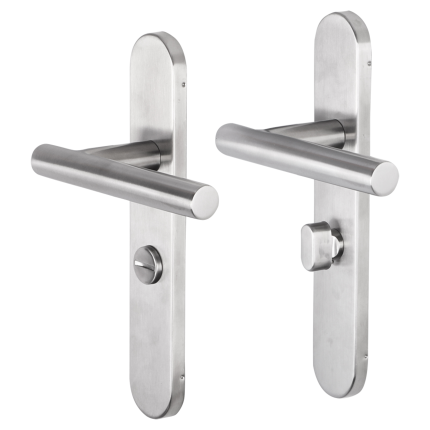 Impresso Chelsea deurkruk op schild afgerond 225x41x10mm WC63/8 RVS geborsteld
