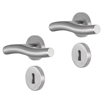 Impresso Chester deurkruk op rozet 53x9mm RVS geborsteld met sleutelrozet