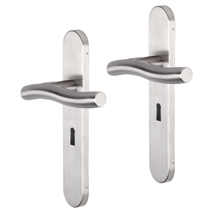 Impresso Chester deurkruk op schild afgerond 225x41x10mm BB56 RVS geborsteld