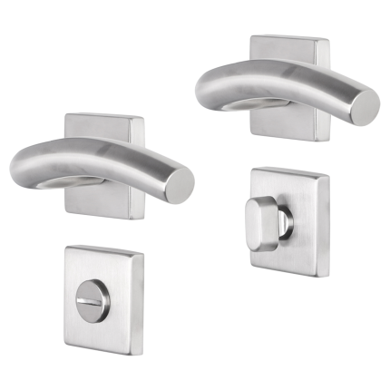 Impresso Conway deurkruk op rozet 53x53x9mm RVS geborsteld met toiletgarnituur