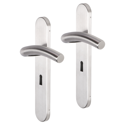 Impresso Conway deurkruk op schild afgerond 225x41x10mm BB56 RVS geborsteld