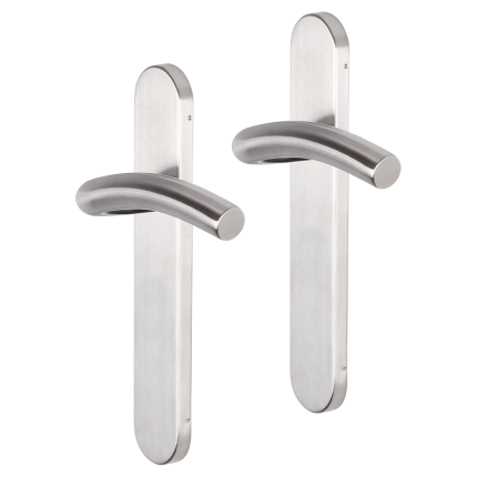 Impresso Conway deurkruk op schild afgerond 225x41x10mm blind RVS geborsteld