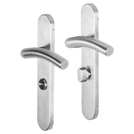 Impresso Conway deurkruk op schild afgerond 225x41x10mm WC63/8 RVS geborsteld