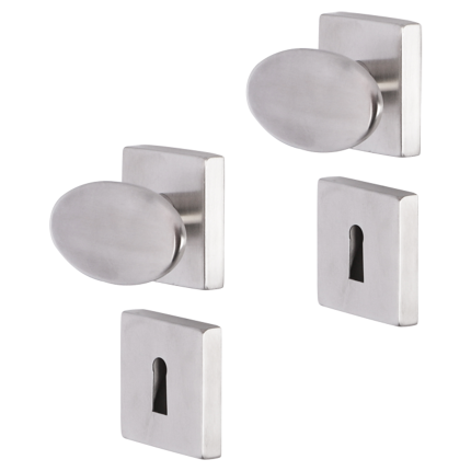 Impresso Derby deurkruk op rozet 53x53x9mm RVS geborsteld met sleutelrozet