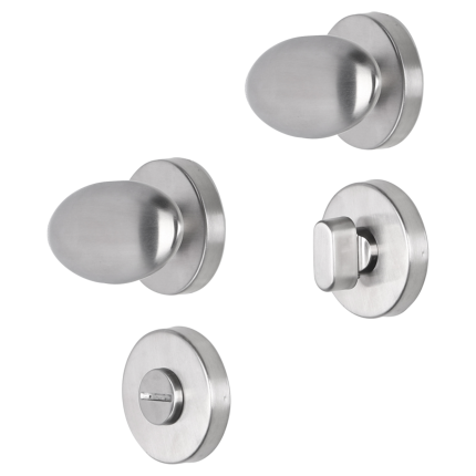Impresso Derby deurkruk op rozet 53x9mm RVS geborsteld met toiletgarnituur