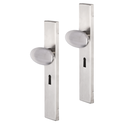 Impresso Derby deurkruk op schild rechthoekig 226x41x10mm BB56 RVS geborsteld