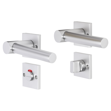Impresso Dover deurkruk op rozet met schroeven 53x53x9mm Aluminium met toiletgarnituur