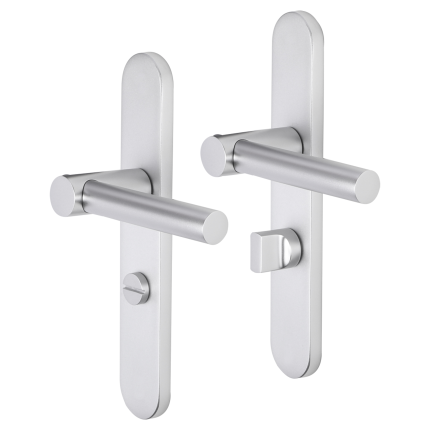 Impresso Dover deurkruk op schild afgerond 225x41x10mm WC63/8 Aluminium