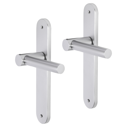 Impresso Dover deurkruk op schild met schroeven afgerond 225x41x10mm blind Aluminium