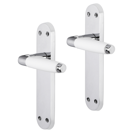 Impresso Durban deurkruk op schild met schroeven afgerond 225x41x10mm blind Chroom