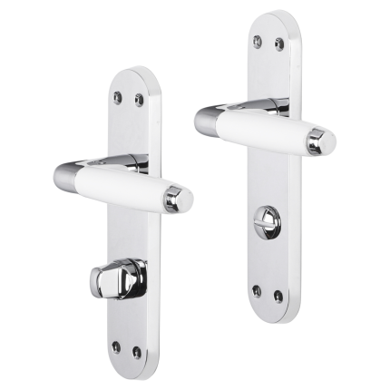Impresso Durban deurkruk op schild met schroeven afgerond 225x41x10mm WC63/8 Chroom