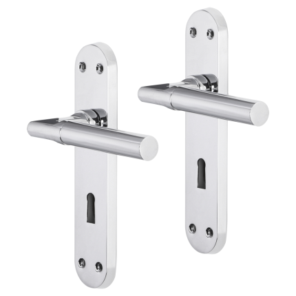 Impresso Galway deurkruk op schild met schroeven afgerond 225x41x10mm BB56 Chroom