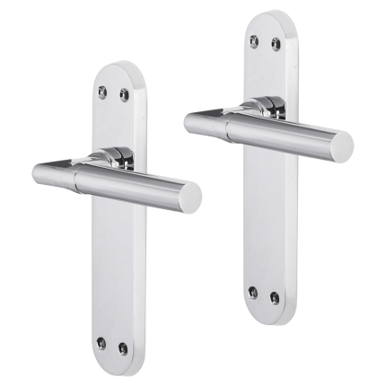 Impresso Galway deurkruk op schild met schroeven afgerond 225x41x10mm blind Chroom