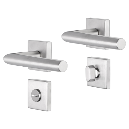 Impresso Harrow deurkruk op rozet 53x53x9mm RVS geborsteld met toiletgarnituur