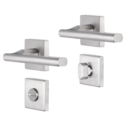 Impresso Kirby deurkruk op rozet 53x53x9mm RVS geborsteld met toiletgarnituur