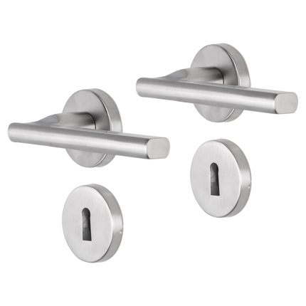 Impresso Kirby deurkruk op rozet 53x9mm RVS geborsteld met sleutelrozet