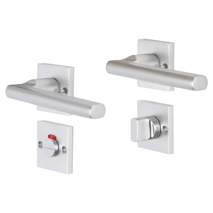 Impresso Leeds deurkruk op rozet met schroeven 53x53x9mm Aluminium met toiletgarnituur