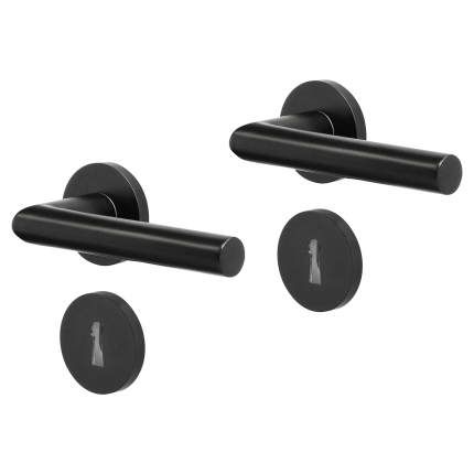 Impresso London deurkruk op rozet 53x9mm Zwart met sleutelrozet
