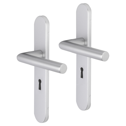 Impresso London deurkruk op schild afgerond 225x41x10mm BB56 Aluminium