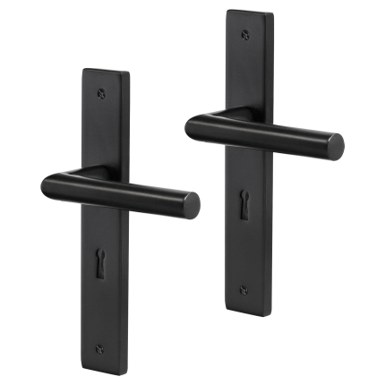 Impresso London deurkruk op schild met schroeven rechthoekig 226x41x10mm BB56 Zwart