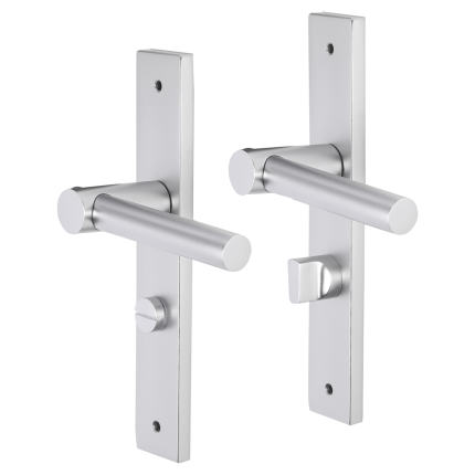 Impresso Dover deurkruk op schild met schroeven rechthoekig 226x41x10mm WC63/8 Aluminium