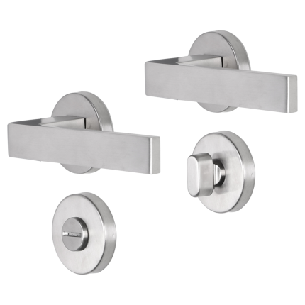 Impresso Luton deurkruk op rozet 53x9mm RVS geborsteld met toiletgarnituur