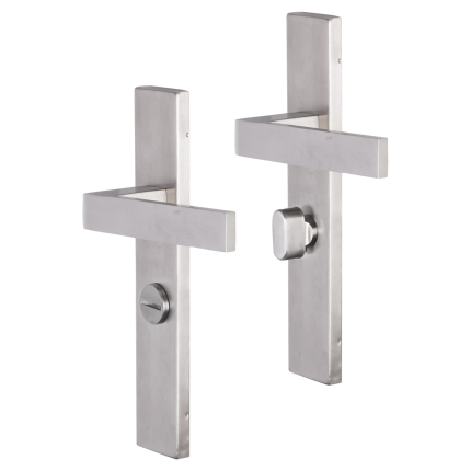 Impresso Luton deurkruk op schild rechthoekig 226x41x10mm WC63/8 RVS geborsteld