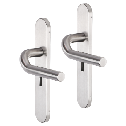 Impresso Newport deurkruk op schild afgerond 225x41x10mm BB56 RVS geborsteld