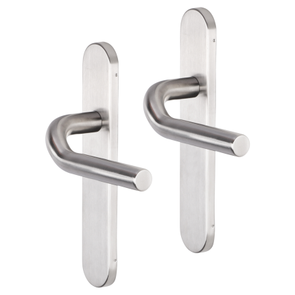 Impresso Newport deurkruk op schild afgerond 225x41x10mm blind RVS geborsteld