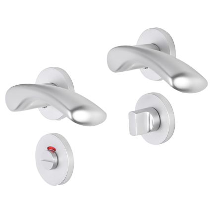 Impresso Oxford deurkruk op rozet 53x9mm Aluminium met toiletgarnituur