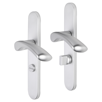Impresso Oxford deurkruk op schild afgerond 225x41x10mm WC63/8 Aluminium