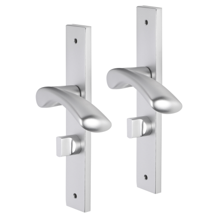 Impresso Oxford deurkruk op schild met schroeven rechthoekig 226x41x10mm WC63/8 Aluminium