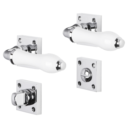Impresso Perth deurkruk op rozet met schroeven 53x53x9mm Chroom met toiletgarnituur