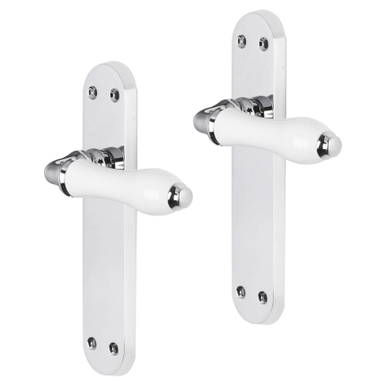 Impresso Perth deurkruk op schild met schroeven afgerond 225x41x10mm blind Chroom