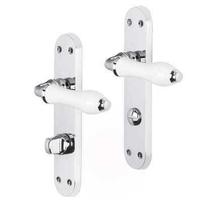 Impresso Perth deurkruk op schild met schroeven afgerond 225x41x10mm WC63/8 Chroom
