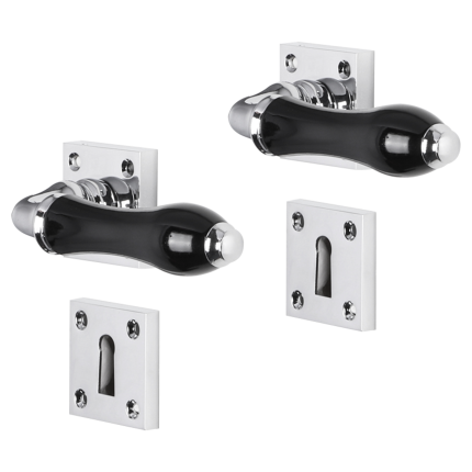Impresso Petworth deurkruk op rozet met schroeven 53x53x9mm Chroom met sleutelrozet