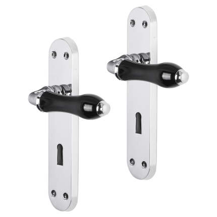Impresso Petworth deurkruk op schild met schroeven afgerond 225x41x10mm BB56 Chroom