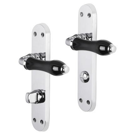 Impresso Petworth deurkruk op schild met schroeven afgerond 225x41x10mm WC63/8 Chroom