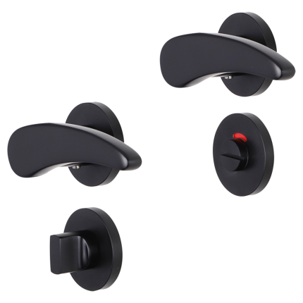 Impresso Philly deurkruk op rozet 53x9mm Zwart met toiletgarnituur