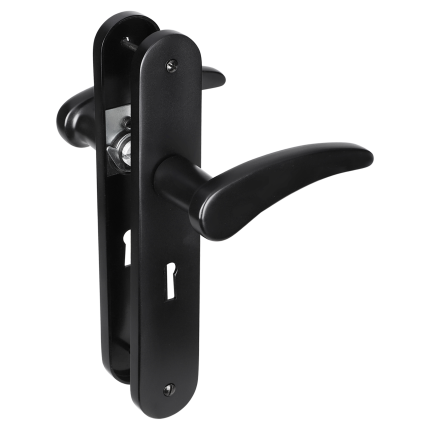 Impresso Philly deurkruk op schild met schroeven afgerond 225x41x10mm BB56 Zwart