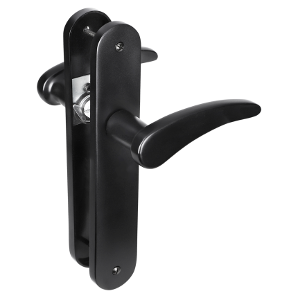 Impresso Philly deurkruk op schild met schroeven afgerond 225x41x10mm Zwart