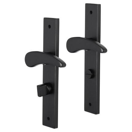 Impresso Phily deurkruk op schild met schroeven rechthoekig 226x41x10mm WC63/8 Zwart