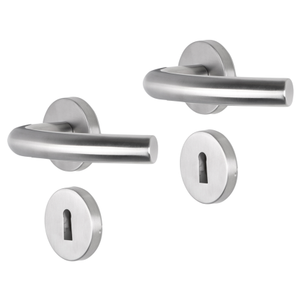 Impresso Preston deurkruk op rozet 53x9mm RVS geborsteld met sleutelrozet