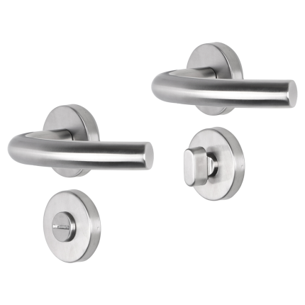 Impresso Preston deurkruk op rozet 53x9mm RVS geborsteld met toiletgarnituur