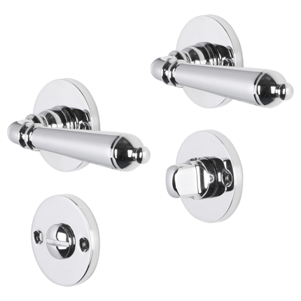 Impresso Queens deurkruk op rozet 53x9mm Chroom met toiletgarnituur