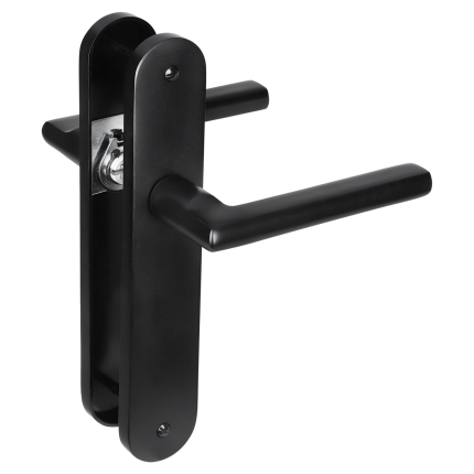 Impresso Redhill deurkruk op schild met schroeven afgerond 225x41x10mm Zwart