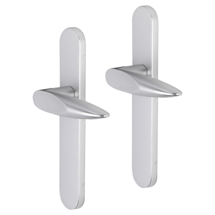 Impresso Sutton deurkruk op schild afgerond 225x41x10mm blind Aluminium