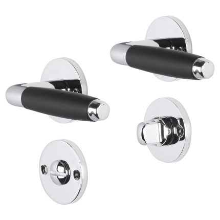 Impresso Swindon deurkruk op rozet 53x9mm Chroom met toiletgarnituur